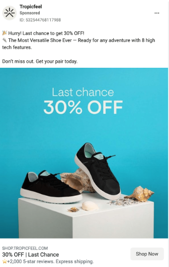 Shoe store offering 30% off deal from shoes.